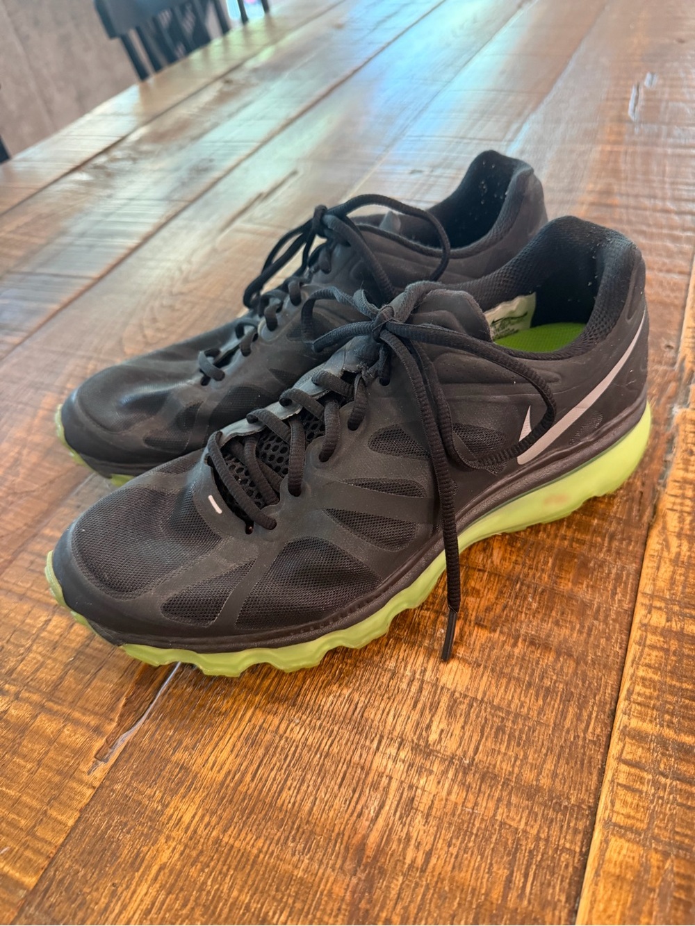 Women’s Black Athletic Sneakers with Lime Green Sole